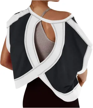 Womens Gym Yoga Tops Backless Casual Fashion Open Back Athletic Shirts Solid Color Running Crop Workout Tee Tops