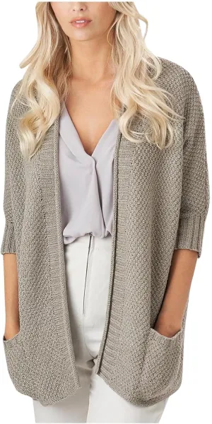 Women's Half Sleeve Cardigan Sweaters Oversized Open Front Chunky Knit Outwear Casual Soft Solid Coat with Pockets