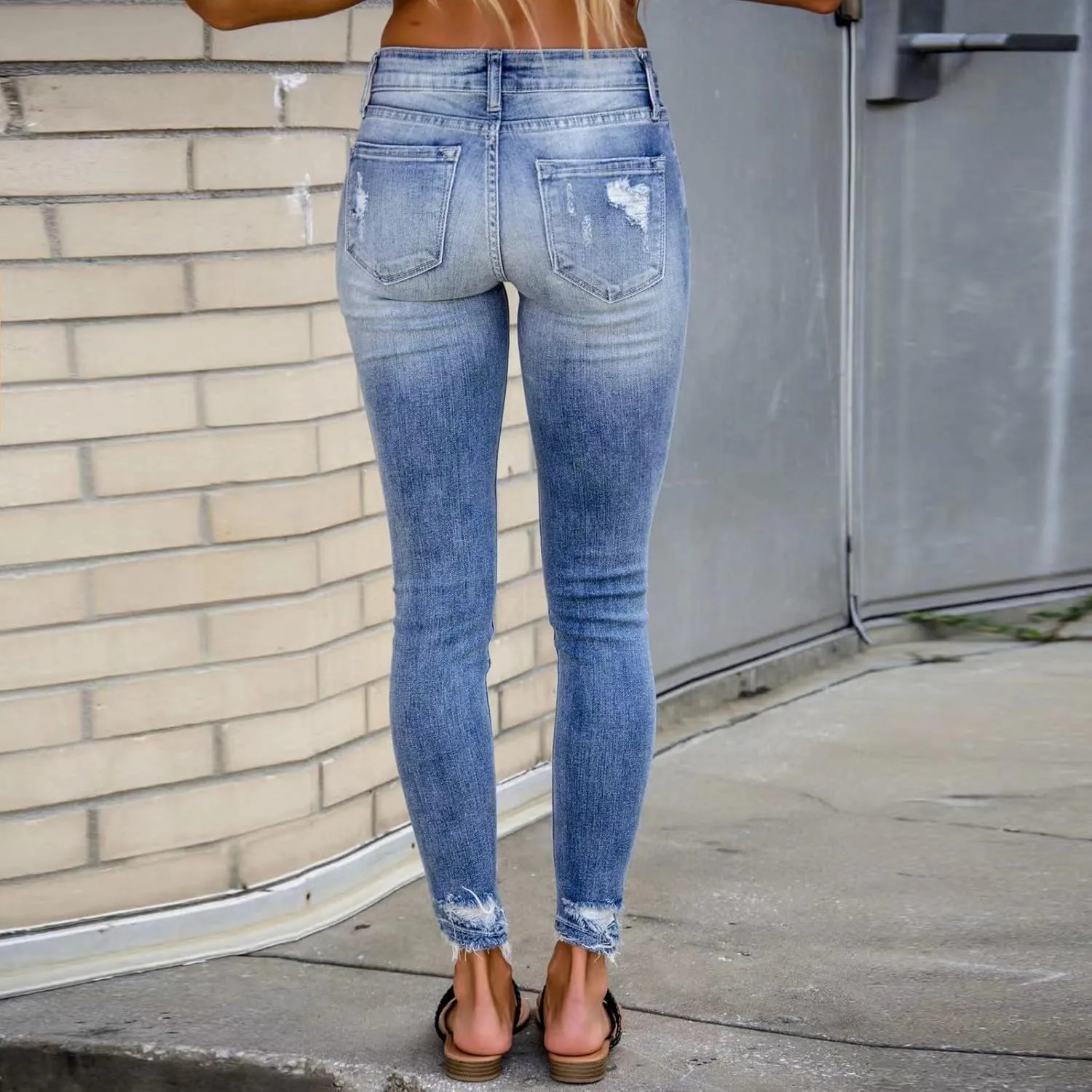 Women's High Waisted Jeans for Women Distressed Ripped Jeans Slim Fit Butt Lifting Skinny Stretch Jeans Denim Pants