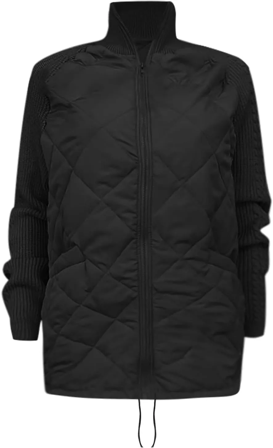 Women's Knit Patchwork Puffy Jacket Patchwork Jackets for Women 2024 Cozy Fall/Winter Outerwear Ski Apparel
