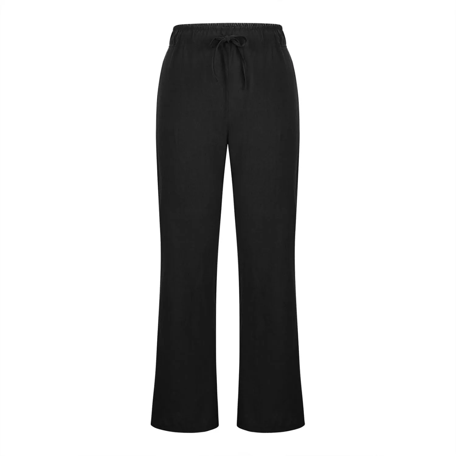 Women's Linen Palazzo Pants Drawstring Summer High Waisted Trousers Casual Loose Wide Leg Dress Pants with Pockets