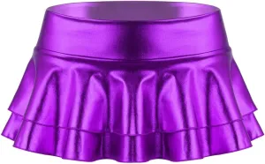 Women's Metallic Mini Skirt Shiny Holographic Y2k Party Pleated Flared Mini Skater Skirts