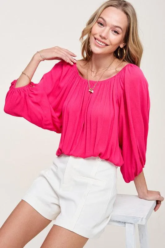 Womens Off Shoulder Bubble Sleeve Jenna Top