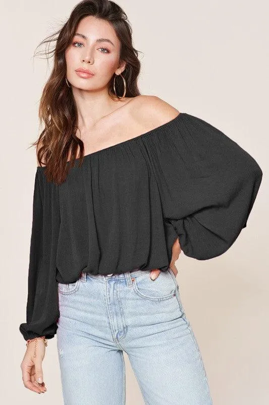 Womens Off Shoulder Bubble Sleeve Jenna Top