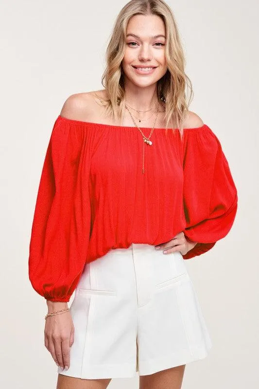 Womens Off Shoulder Bubble Sleeve Jenna Top