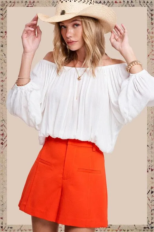 Womens Off Shoulder Bubble Sleeve Jenna Top