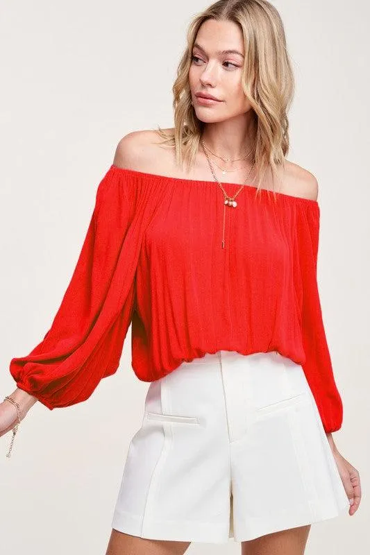 Womens Off Shoulder Bubble Sleeve Jenna Top