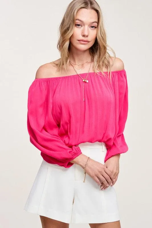 Womens Off Shoulder Bubble Sleeve Jenna Top