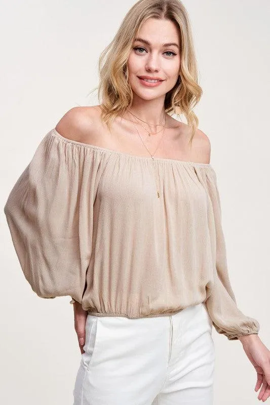 Womens Off Shoulder Bubble Sleeve Jenna Top