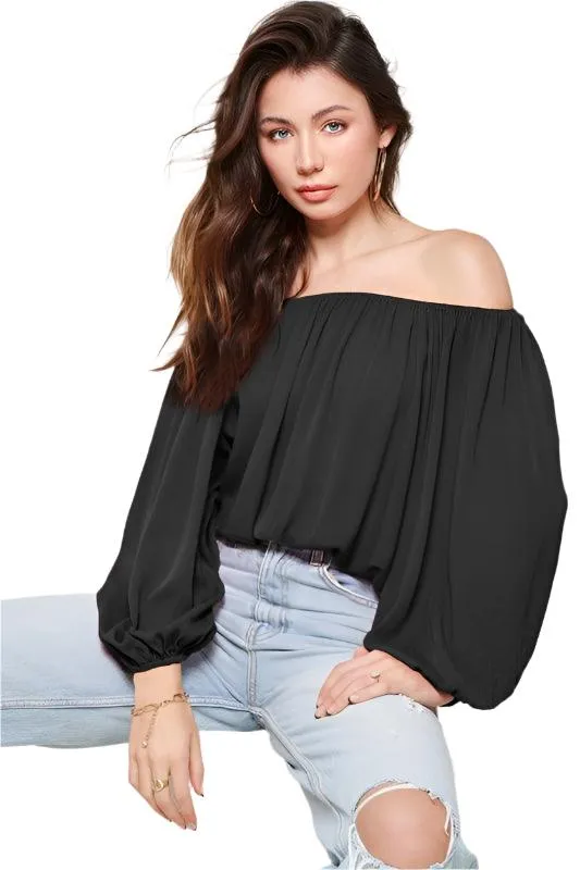 Womens Off Shoulder Bubble Sleeve Jenna Top