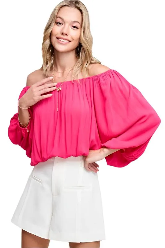 Womens Off Shoulder Bubble Sleeve Jenna Top