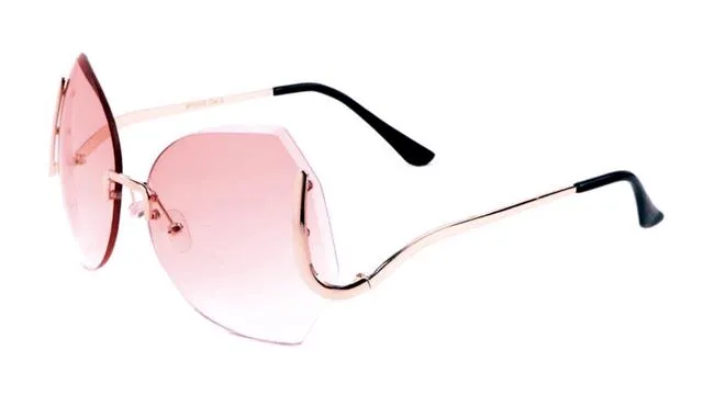Womens Oversized Rimless Butterfly Sunglasses
