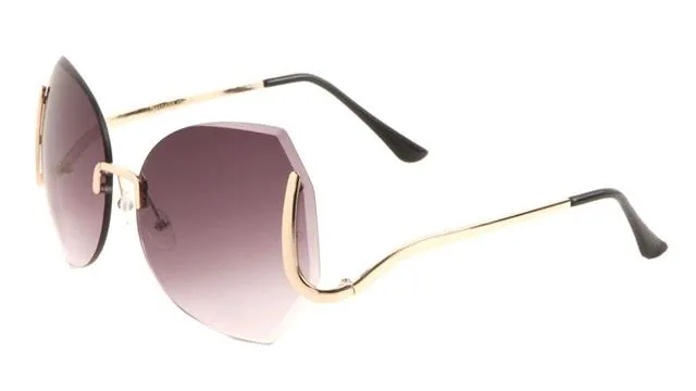 Womens Oversized Rimless Butterfly Sunglasses