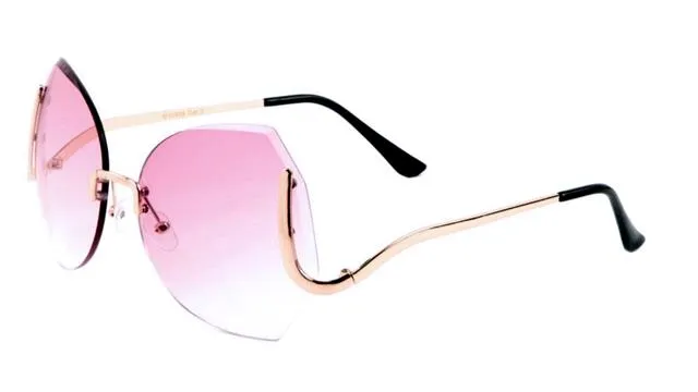 Womens Oversized Rimless Butterfly Sunglasses