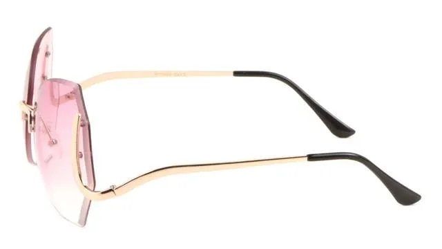 Womens Oversized Rimless Butterfly Sunglasses
