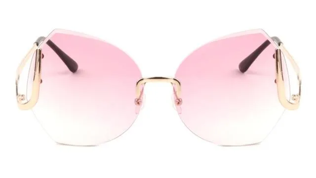 Womens Oversized Rimless Butterfly Sunglasses