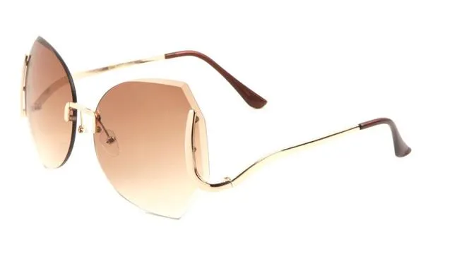 Womens Oversized Rimless Butterfly Sunglasses