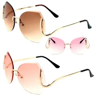 Womens Oversized Rimless Butterfly Sunglasses