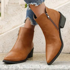 Women's Pointed-Toe Chunky Heel Ankle Boots 75910416C