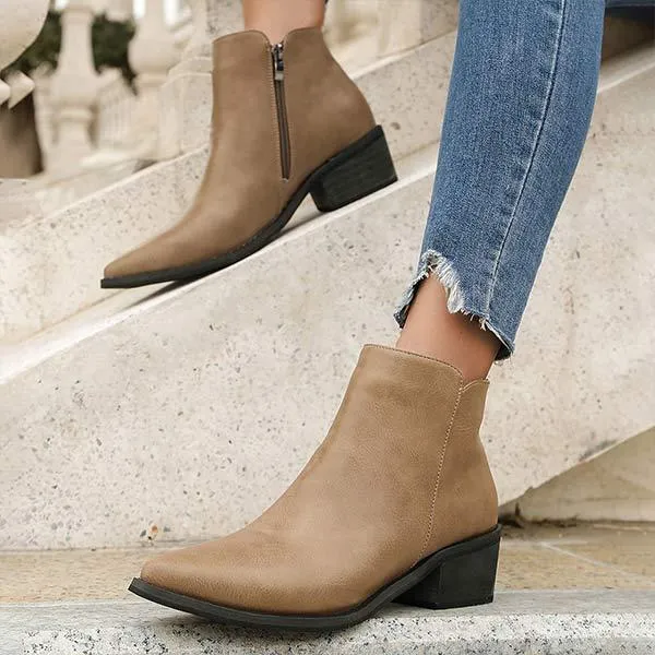 Women's Pointed-Toe Chunky Heel Ankle Boots 75910416C