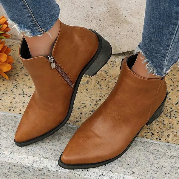 Women's Pointed-Toe Chunky Heel Ankle Boots 75910416C