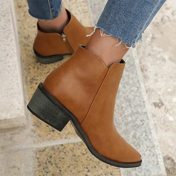 Women's Pointed-Toe Chunky Heel Ankle Boots 75910416C
