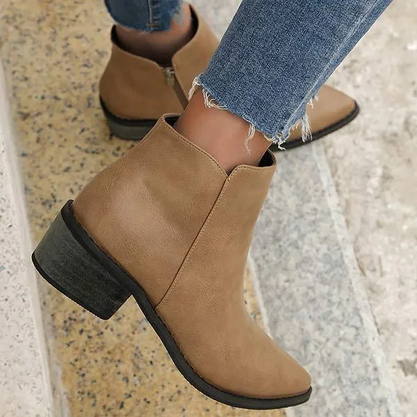 Women's Pointed-Toe Chunky Heel Ankle Boots 75910416C