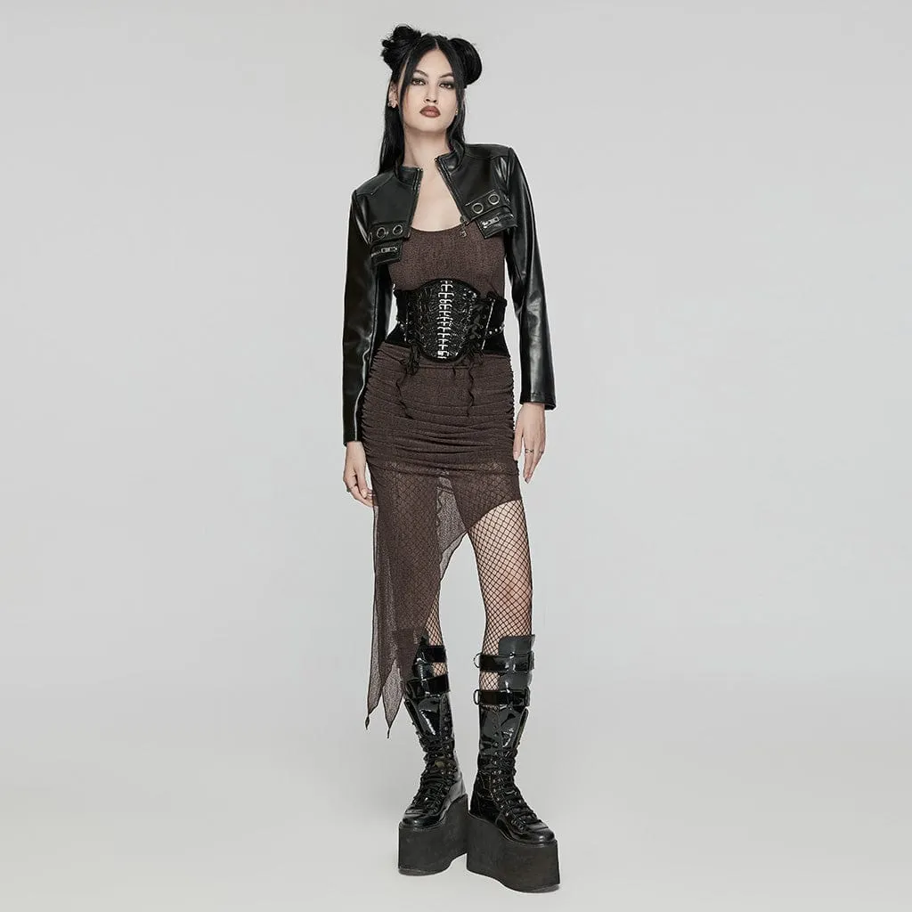 Women's Punk Skeleton Lace-up Underbust Corset