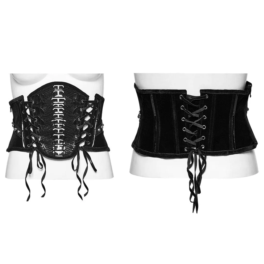 Women's Punk Skeleton Lace-up Underbust Corset