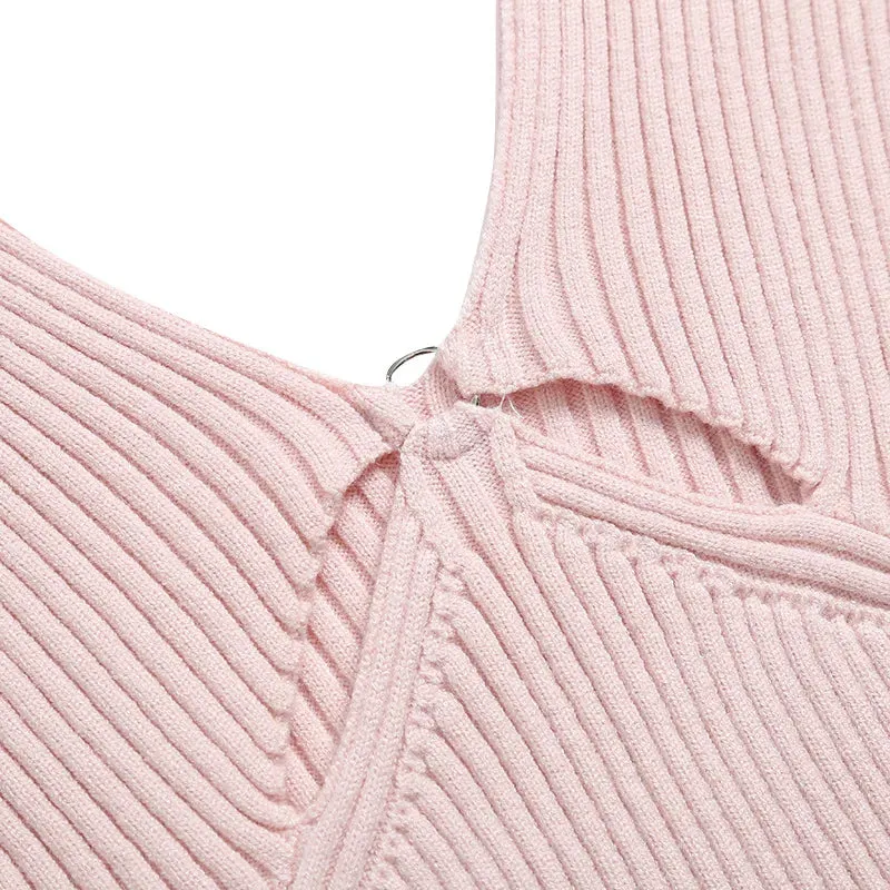 Women's Retro Slim Off-Shoulder Cotton Blouse - Stretch Hollow Out Sweater with Shoulder Straps