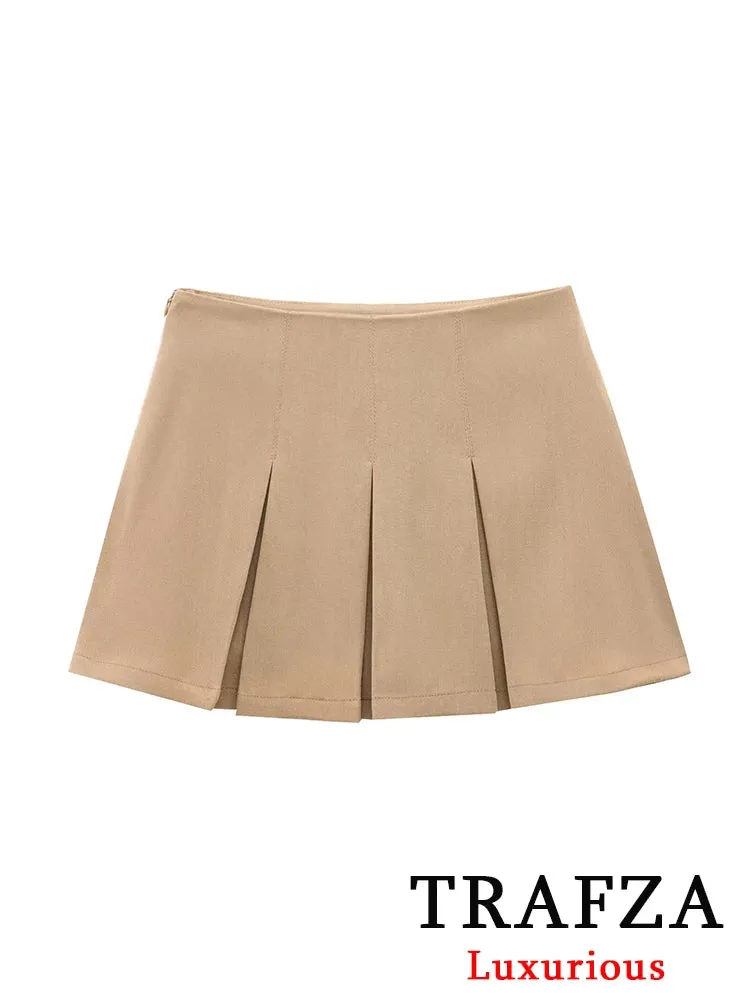 Women's Ruffles Pleated Fashion Designer Mini Skirts (Short)
