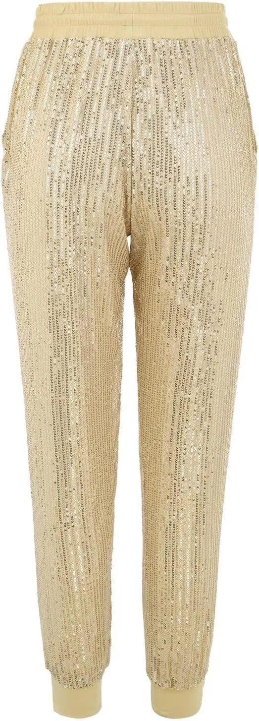 Womens Sequin Flare Pant Women Sequins Wide Leg Pants Fashion Shiny Hight Waist Flared High Waist Shiny Sequin