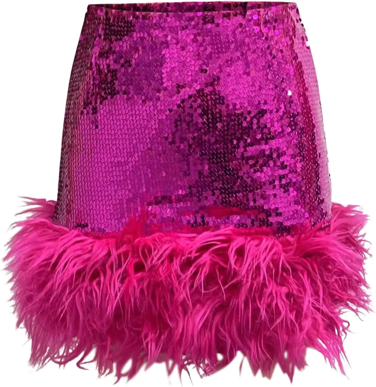 Women's Sequin Skirts Shiny Sequined Mini Skirt Sparkly Glitter Bodycon Fluffy Skirts Holiday Rave Party Club Outfit