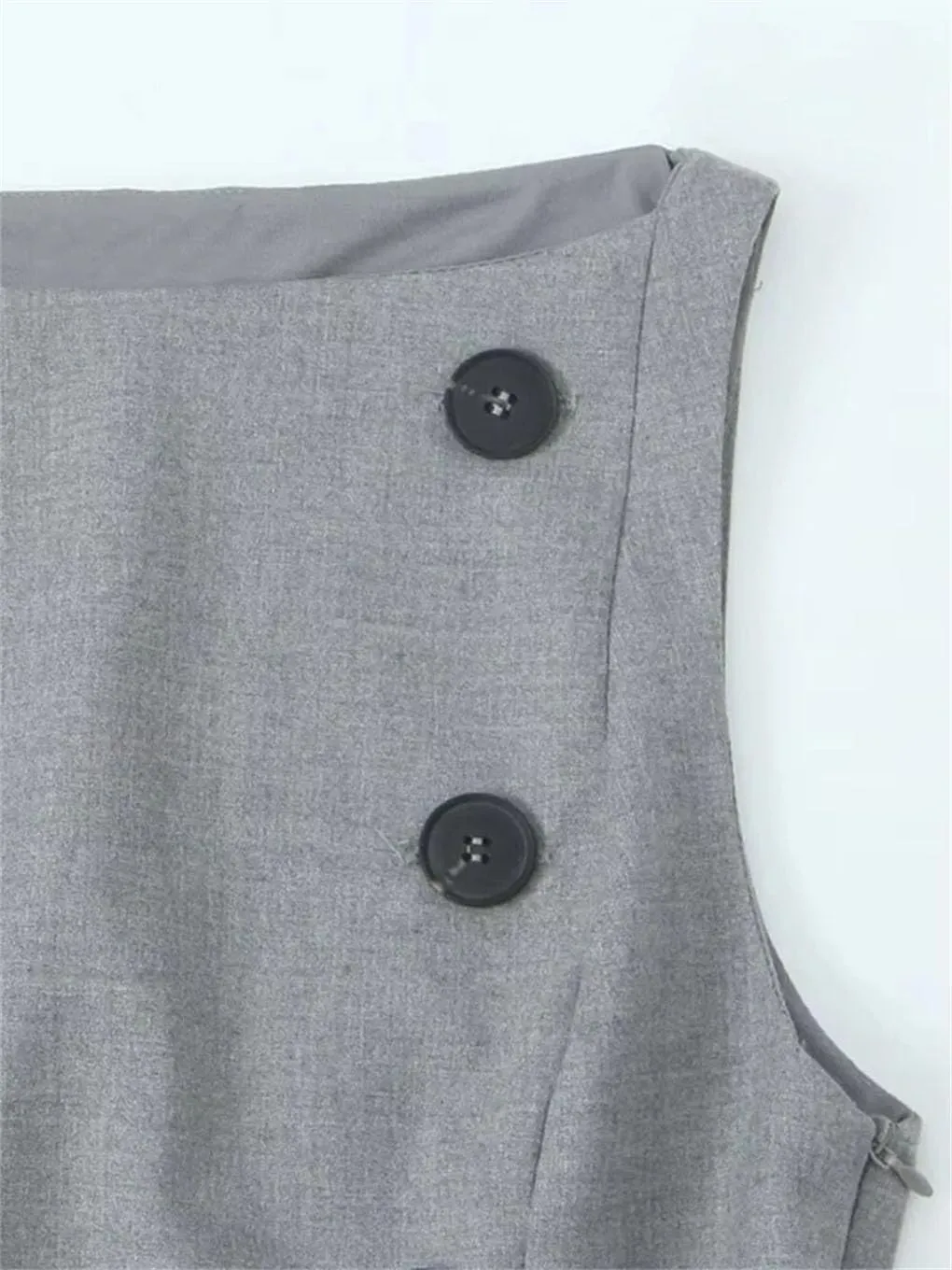 Women's Sleeveless Double Breasted Ruffled Vest