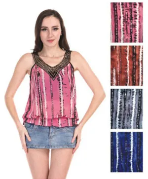 women's sleeveless tops - striped designs Case of 72