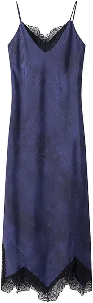 Women's Slim Fit Lace V-Neck Sleeveless Backless Midi Dress Floral Printed Beach Party Dress