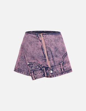 Women's Snowflake Washed High Waist Denim Skirts