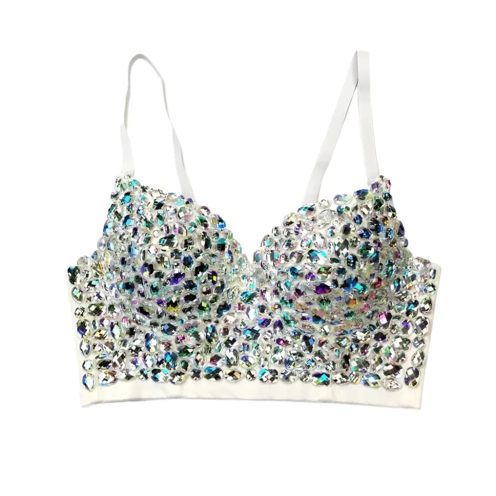 Women's Sparkling Rhinestone Corset Top - Sexy Push-Up Bustier, High-End Steampunk Party Lingerie