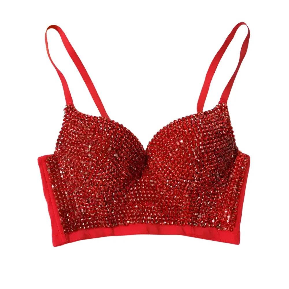 Women's Sparkling Rhinestone Corset Top - Sexy Push-Up Bustier, High-End Steampunk Party Lingerie