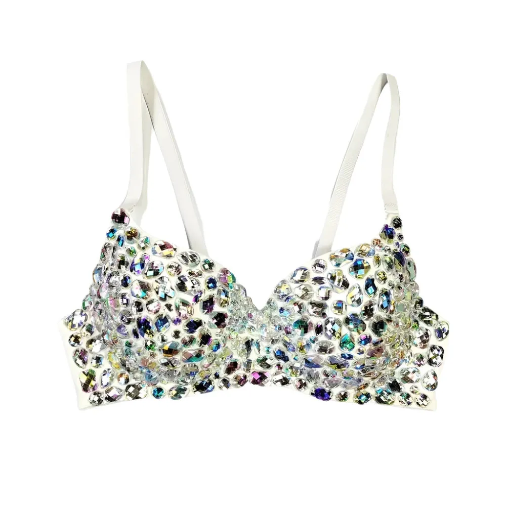 Women's Sparkling Rhinestone Corset Top - Sexy Push-Up Bustier, High-End Steampunk Party Lingerie