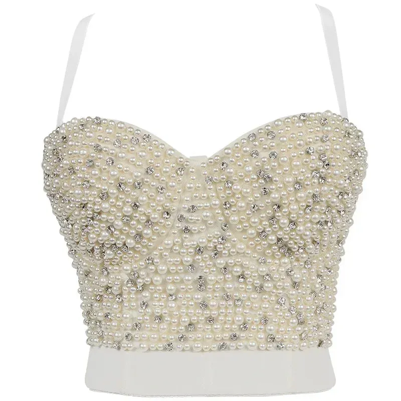 Women's Sparkling Rhinestone Corset Top - Sexy Push-Up Bustier, High-End Steampunk Party Lingerie