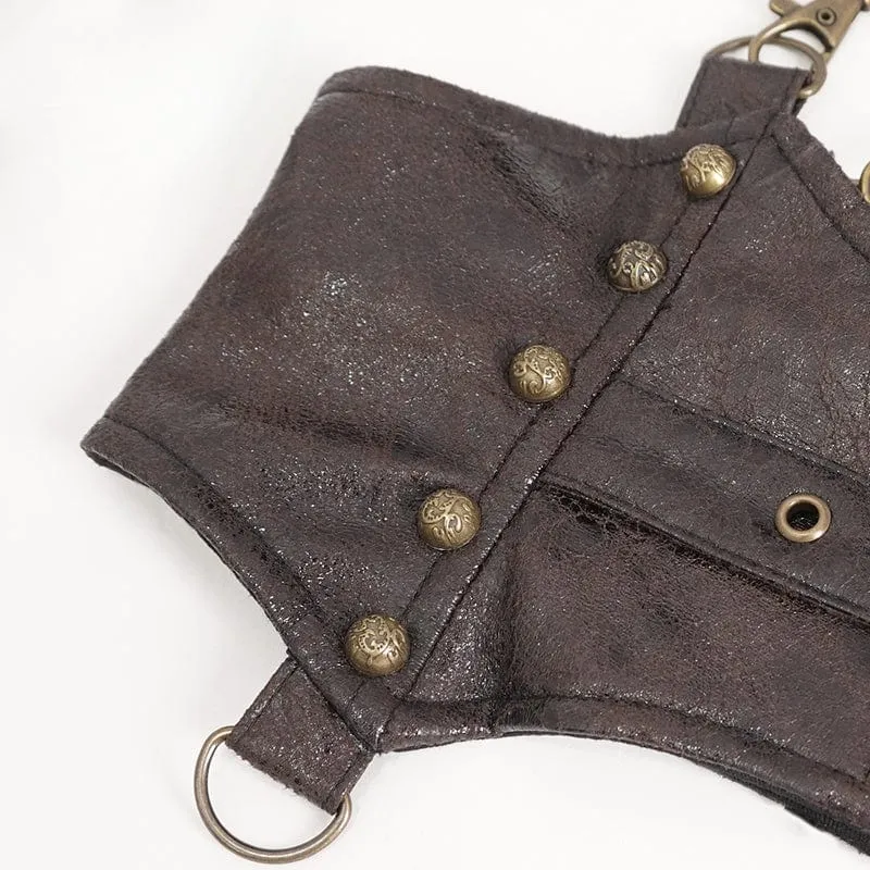 Women's Steampunk Buckle Faux Leather Underbust Corset