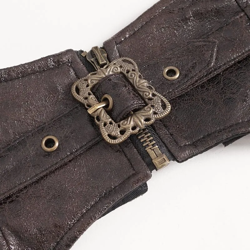 Women's Steampunk Buckle Faux Leather Underbust Corset