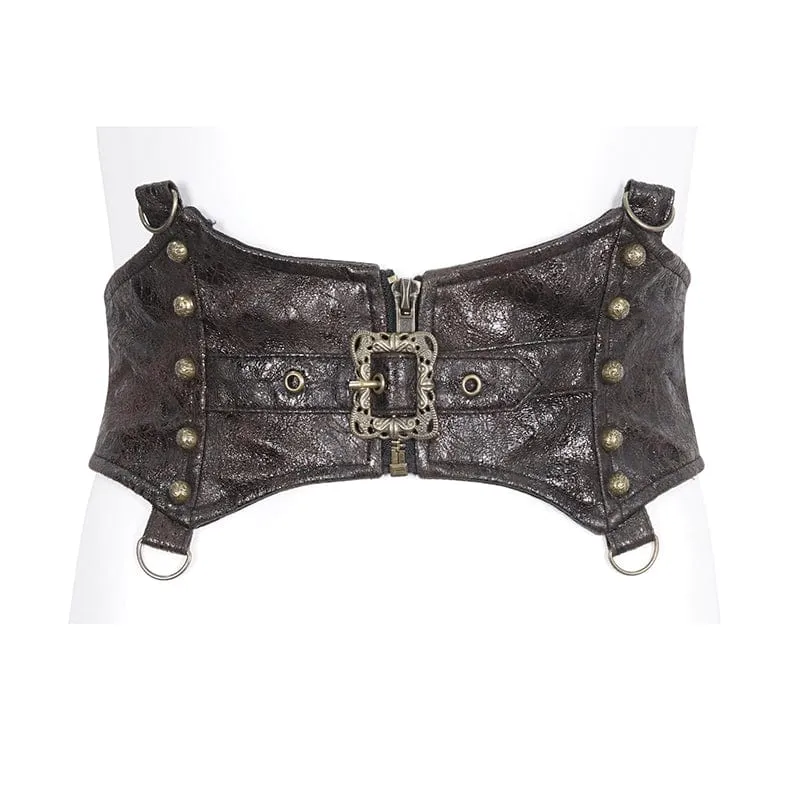 Women's Steampunk Buckle Faux Leather Underbust Corset