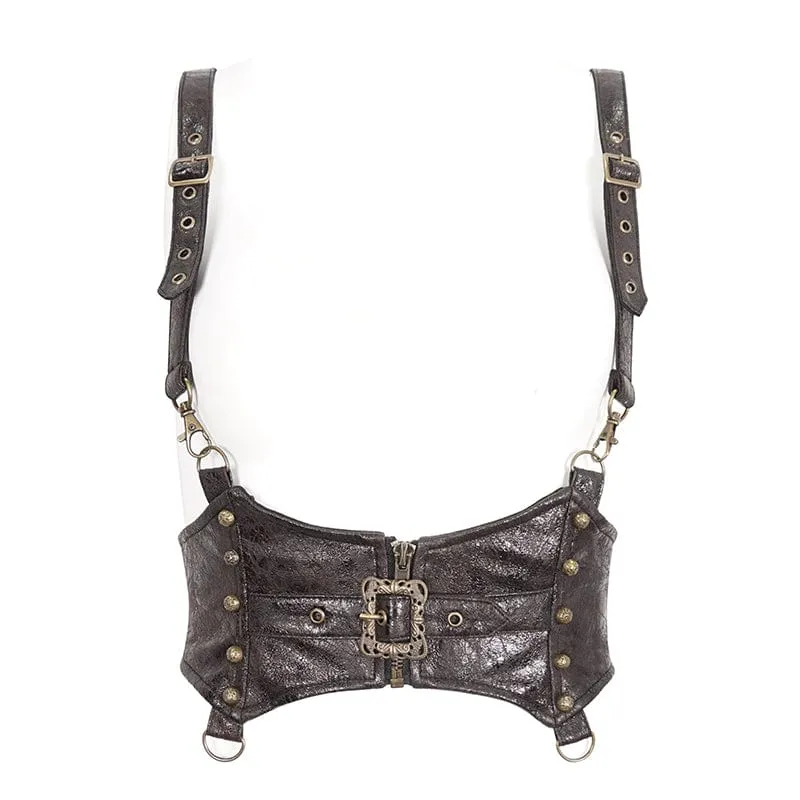 Women's Steampunk Buckle Faux Leather Underbust Corset