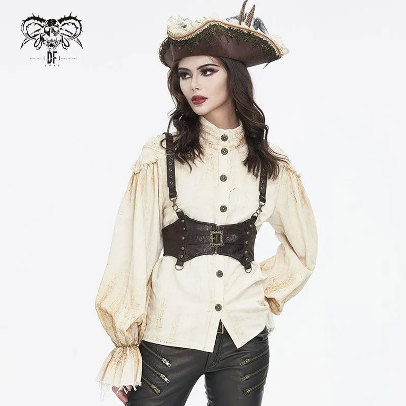 Women's Steampunk Buckle Faux Leather Underbust Corset