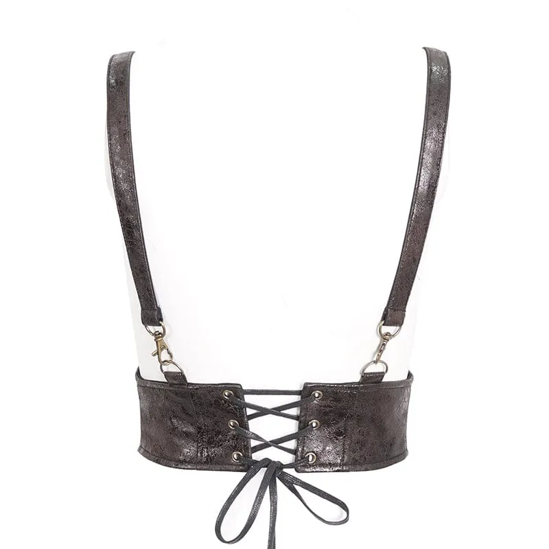 Women's Steampunk Buckle Faux Leather Underbust Corset