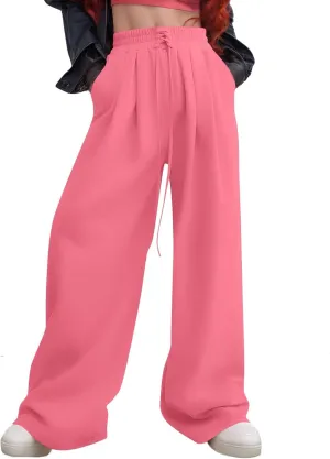 Womens Sweatpants Baggy Drawstring High Waisted Wide Leg Sweat Pants Oversized Fleece Joggers with Pockets