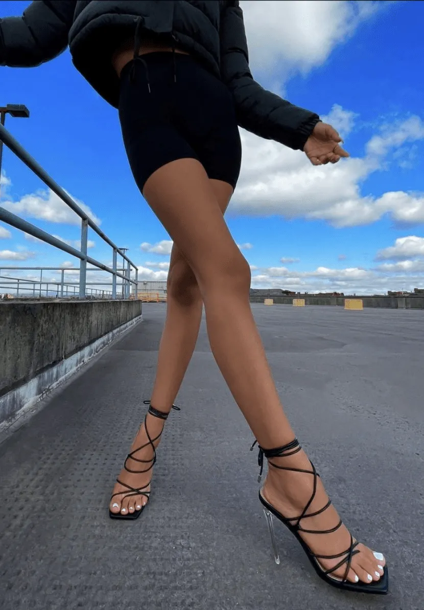 Women's Thong Sandals Lace Up Strappy High Heels