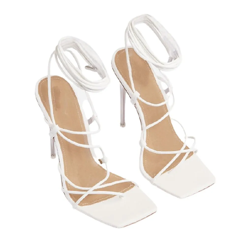Women's Thong Sandals Lace Up Strappy High Heels